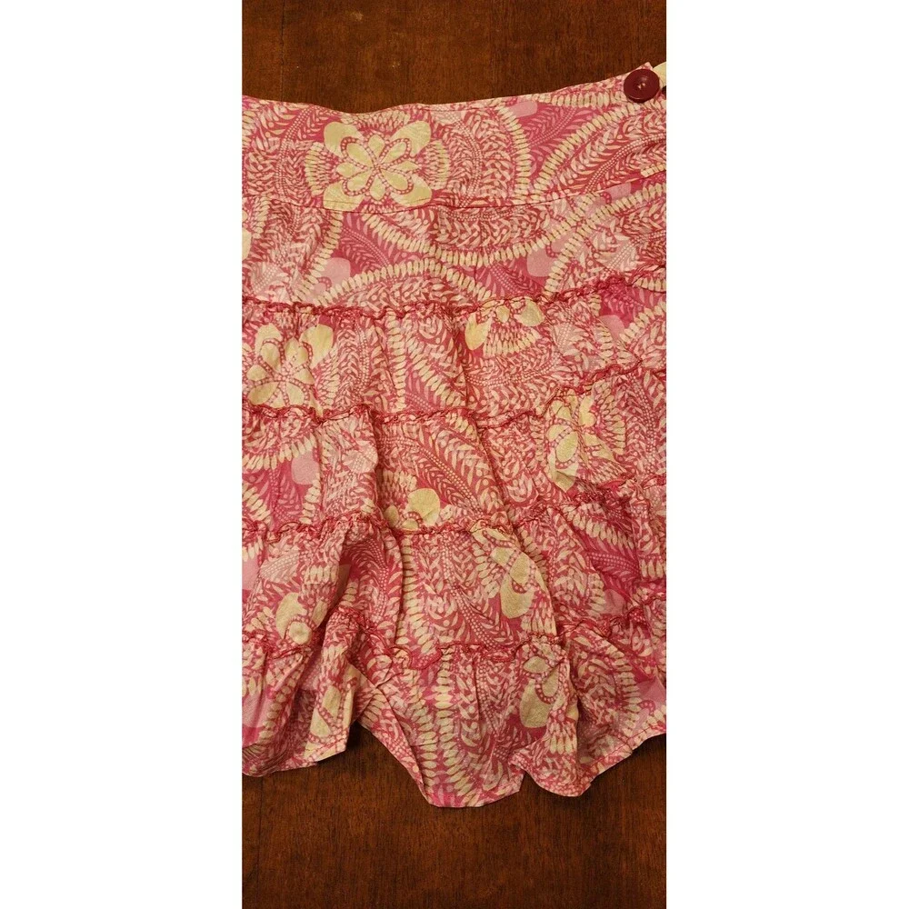 Vintage pink and white ruffled apron read and see